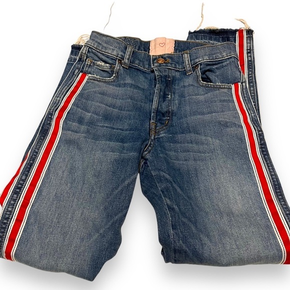 Revice Ruby Tuesday Racer Stripe Raw Hem High Rise Skinny Jeans 25 Denim - Picture 5 of 8